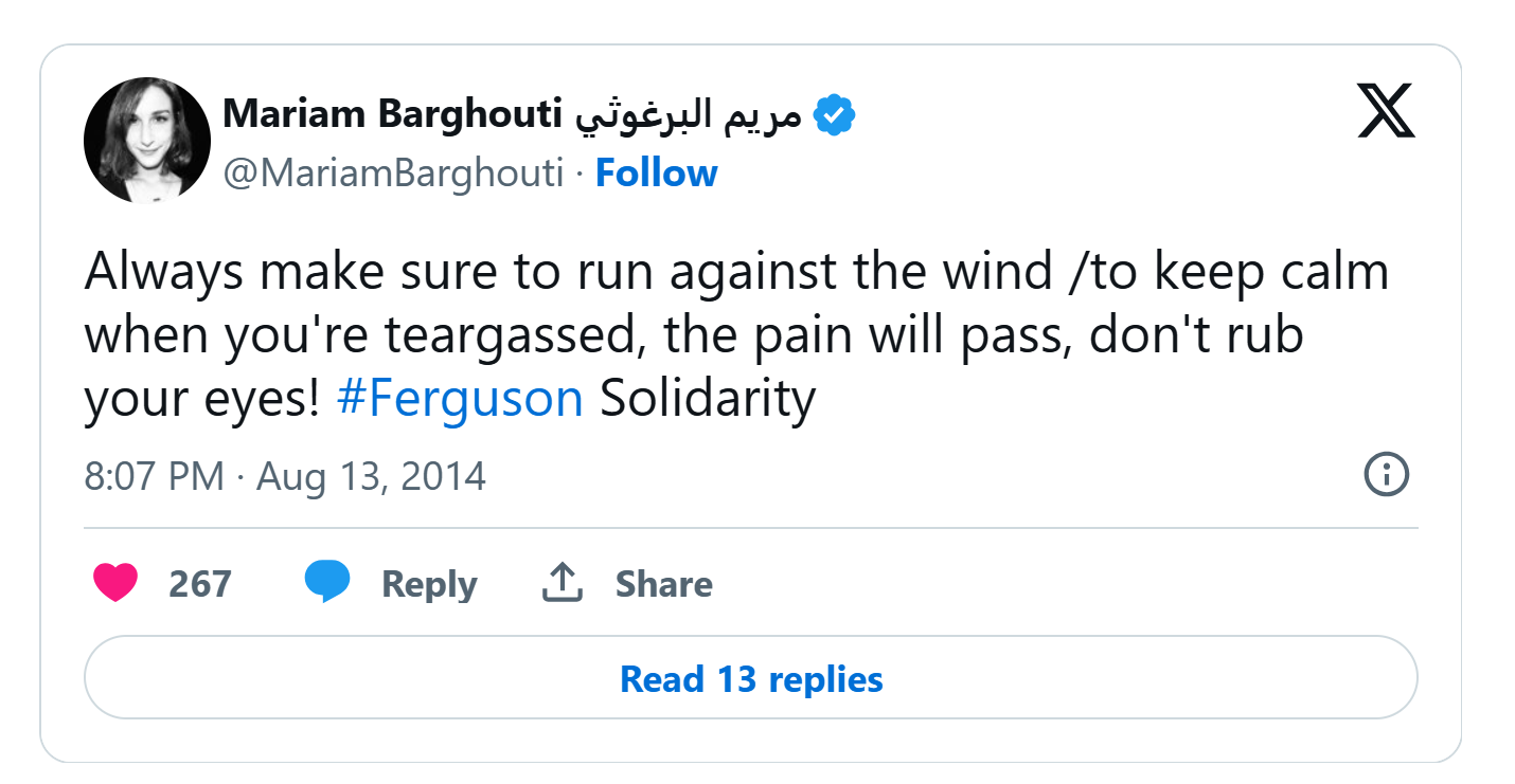 one tweet by maria barghouti