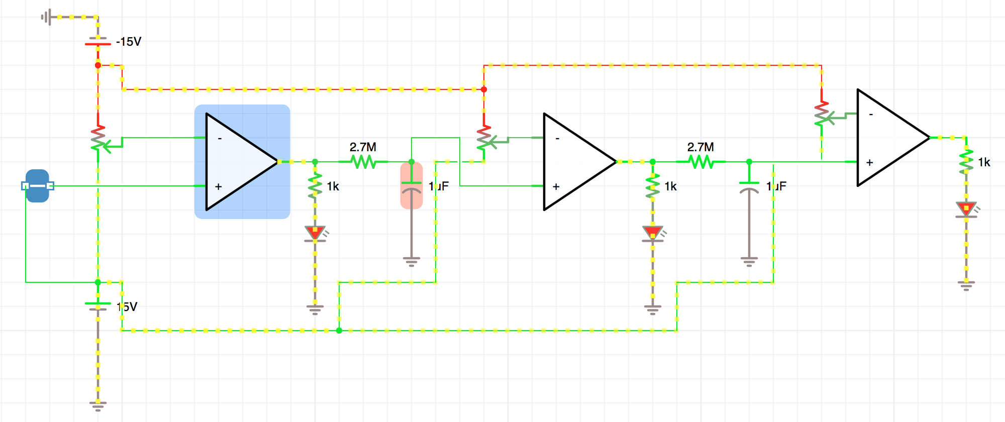 Timing circuit with comparators and capacitors