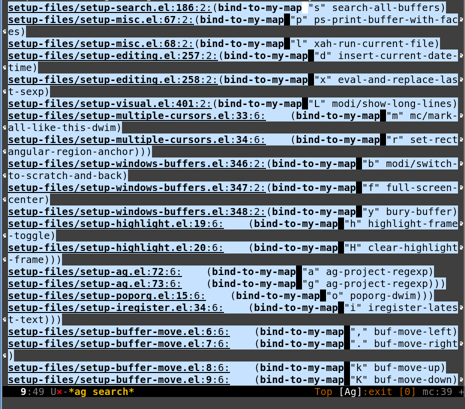 ag results, modified using multiple-cursors