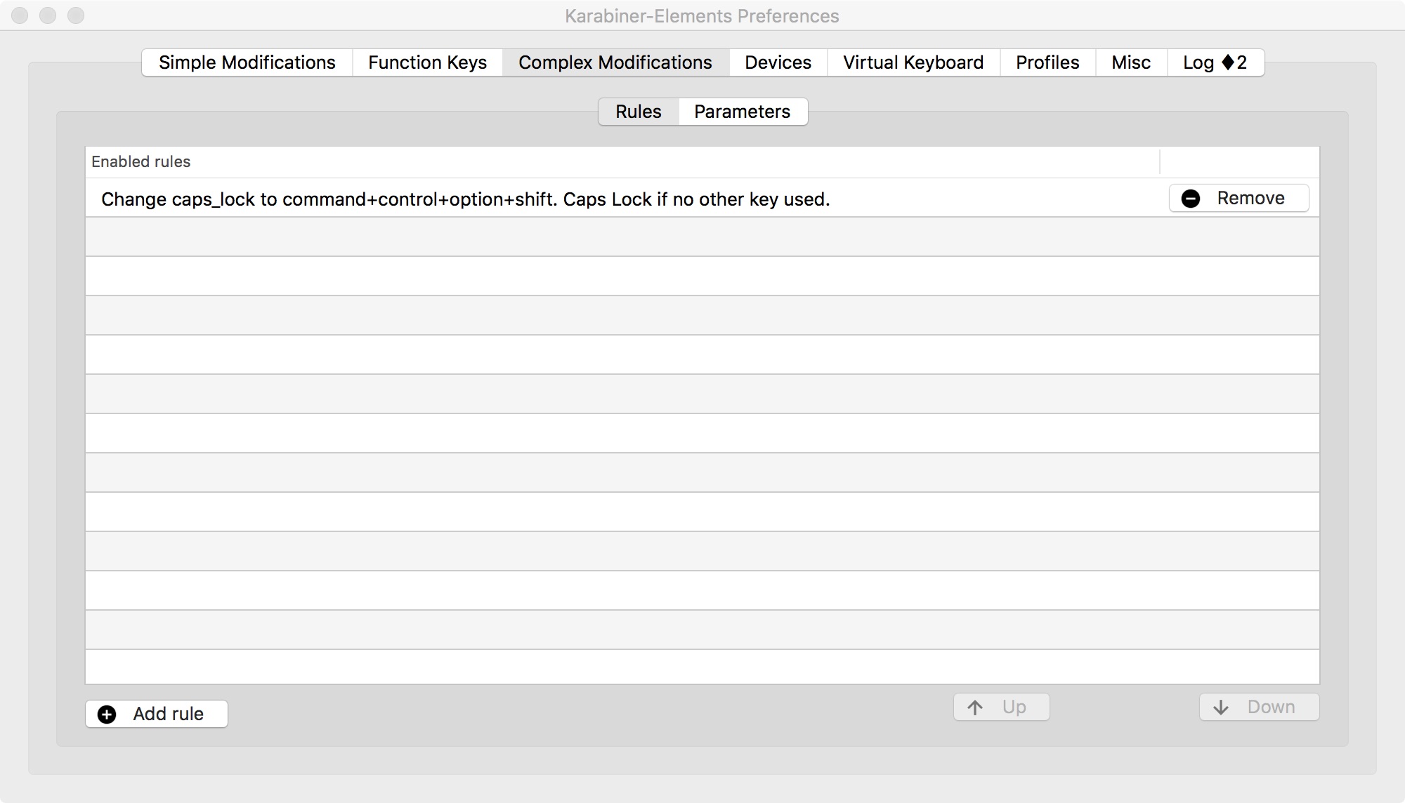 Karabiner Elements Complex Modifications Pane
