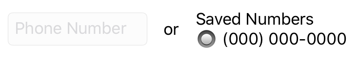 picture of form with with the phone number field now disabled and the radio button for a saved number selected