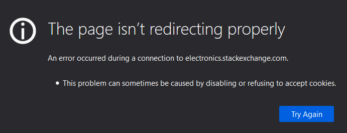 Redirect error message in Firefox