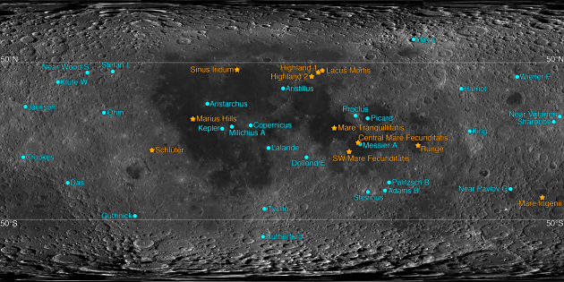 Map of lunar pits