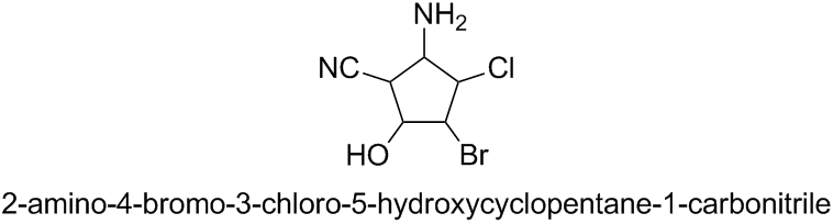 2-amino-4-bromo-3-chloro-5-hydroxycyclopentane-1-carbonitrile