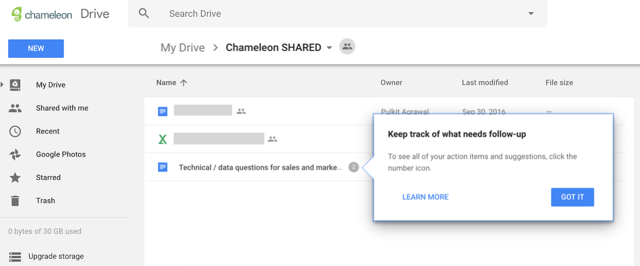 Onboarding balloon in Google Drive