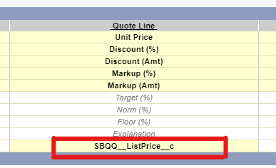 Adding SBQQ__ListPrice__c in the Target Field