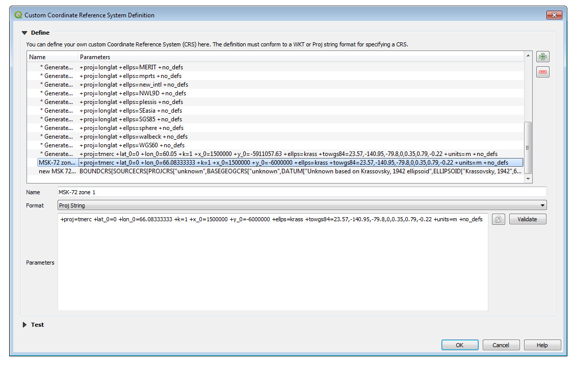 custom CRS with parameters in Proj String