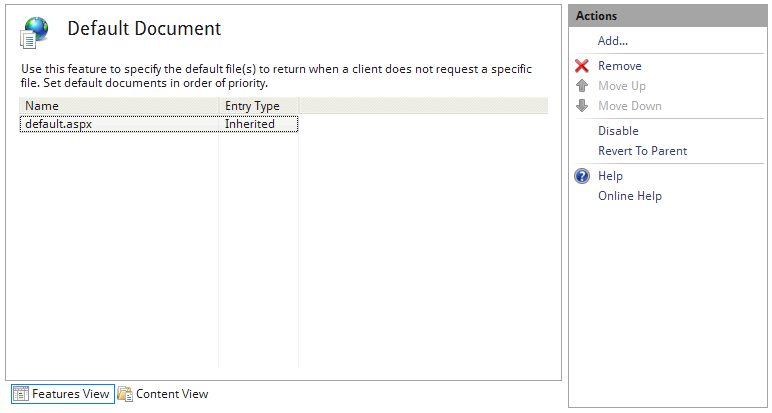 IIS Default Document