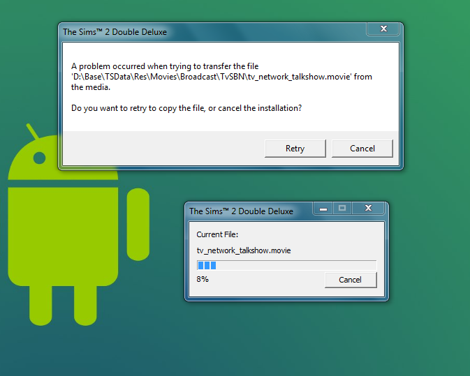 Error prompt during installation of Sims 2 Double Deluxe