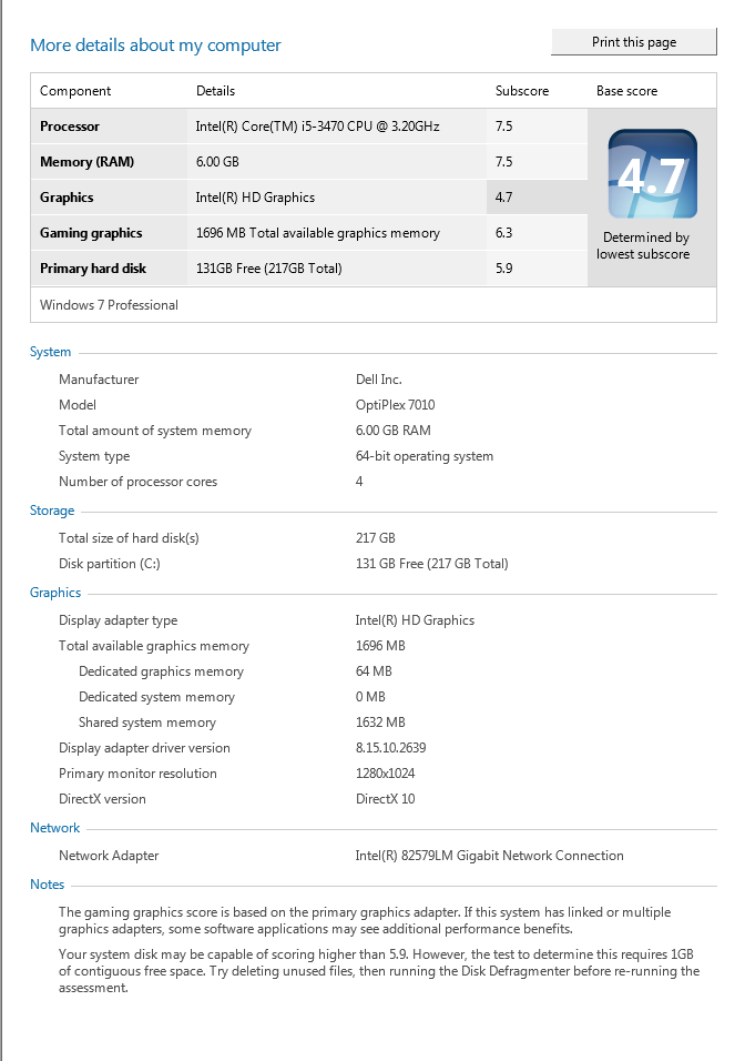 System info