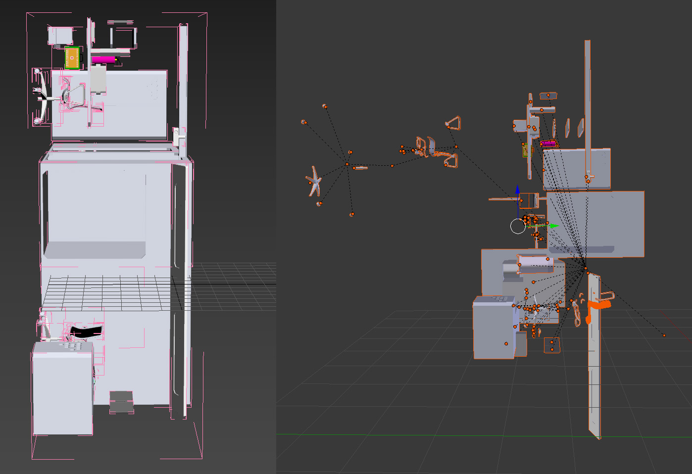 Max on the left, Blender on the right