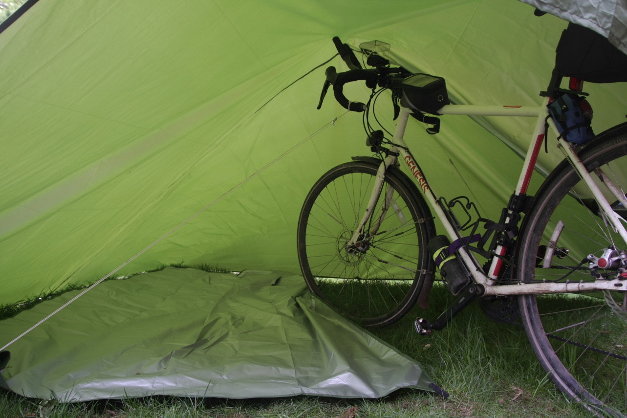 inside the tarp tent