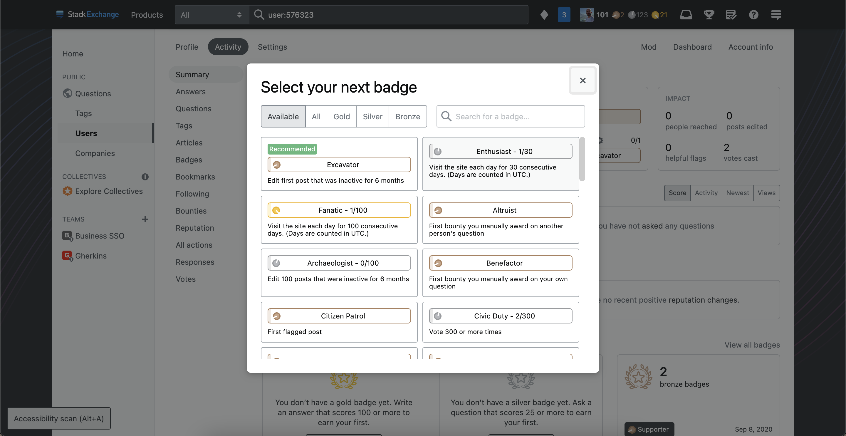 Sound Design theme, showing all badges