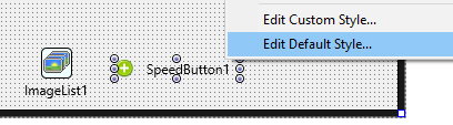 clique com o botão Direito em qualquer TSpeedButton do seu formulário, e escolha a opção Edit Default Style...