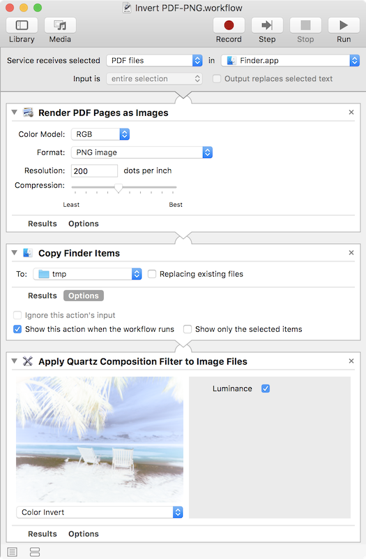 Automator PDF service