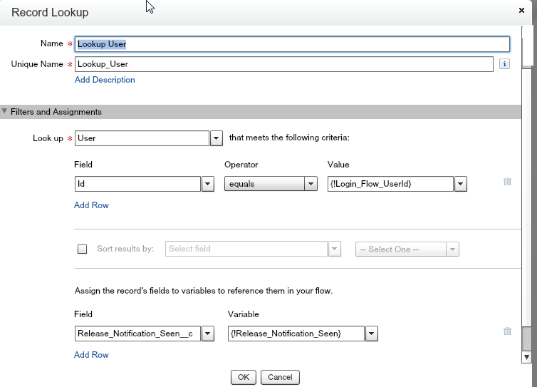 This image shows how I lookup the User and then assign the Release Notification field to a variable