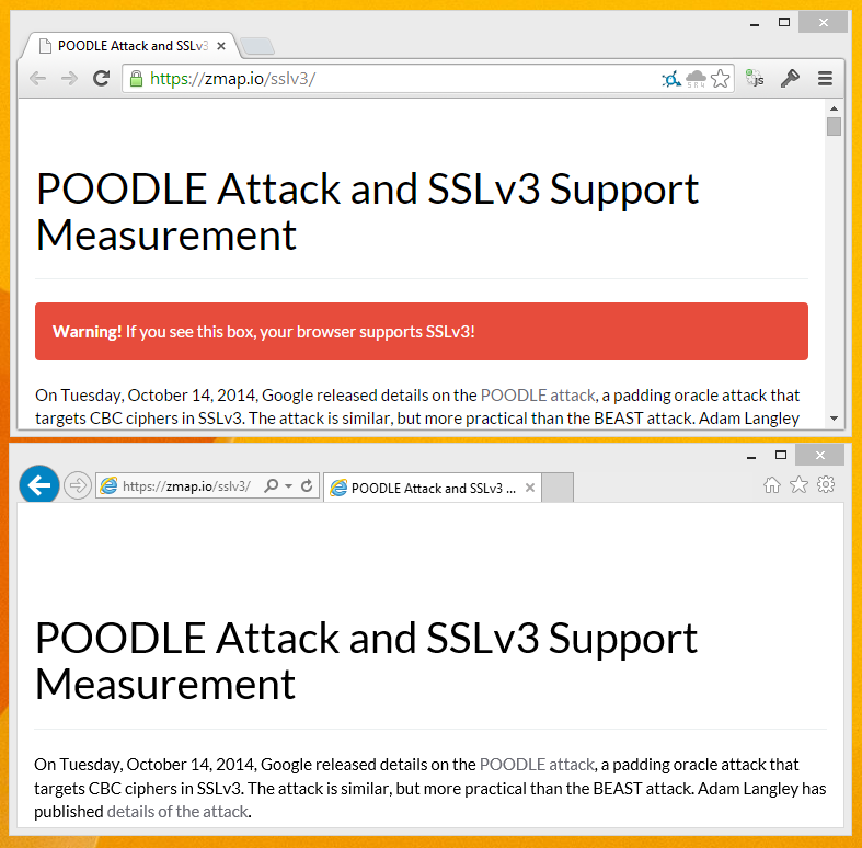 Chrome and IE test