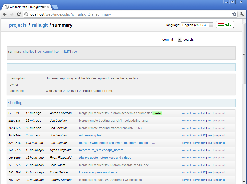 web commit view