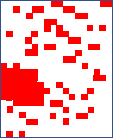 invisible pixels painted in red