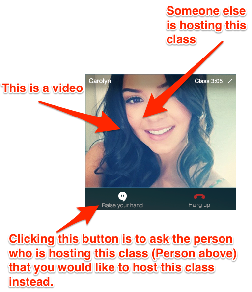 How to properly phrase "Raise your hand"? meaning I want to ask the person who is currently hosting the video session to take over the session