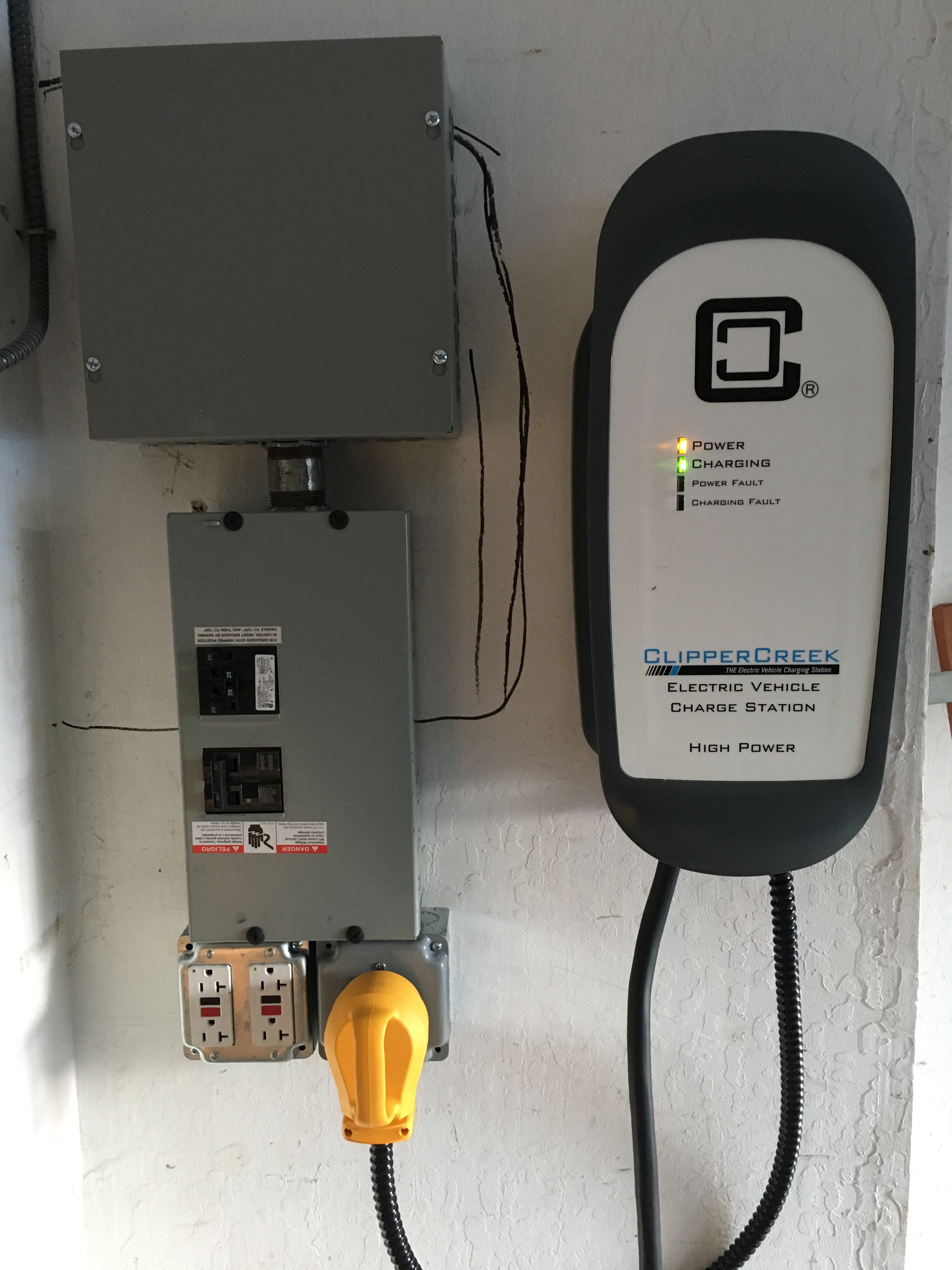 Overview of garage sub-panel with tapping junction box