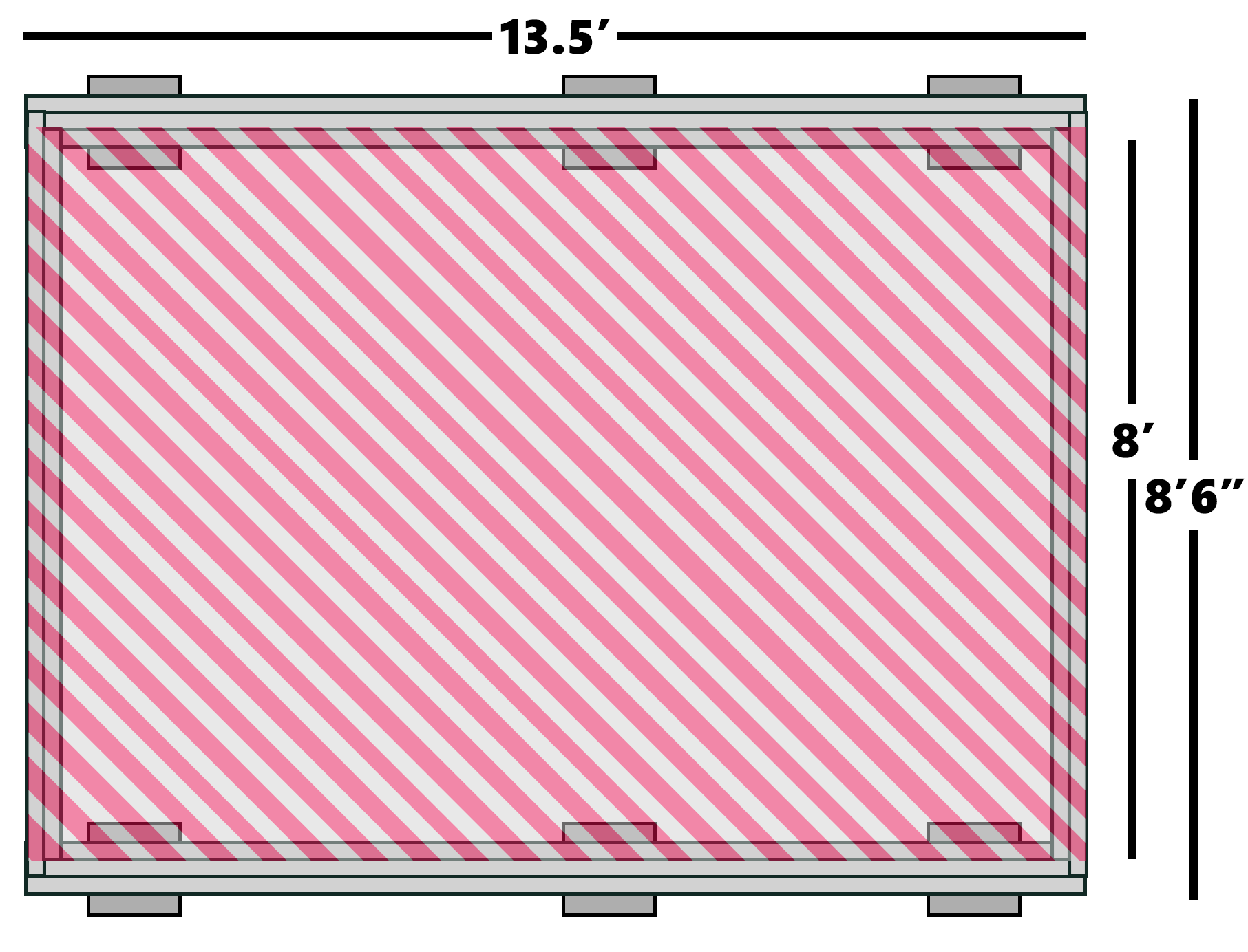 view from above of floor superimposed on frame, excluding joists