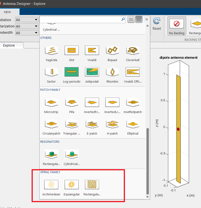 antenna design spiral matlab