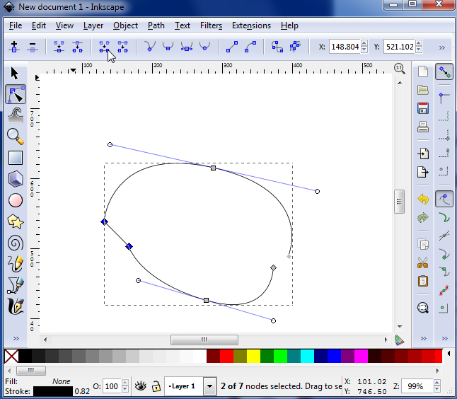 joining nodes with straight segment