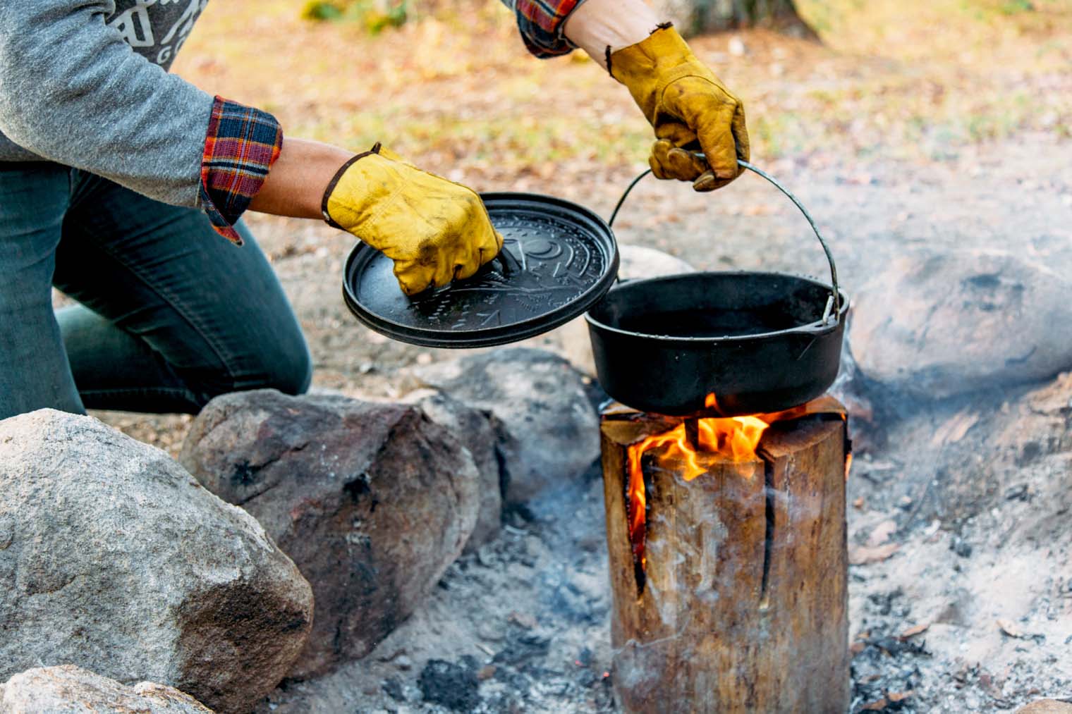 Cooking with a Swedish fire log