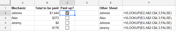 example sheet with formulas