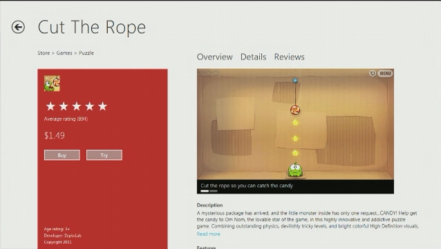 cut the rope in the windows store