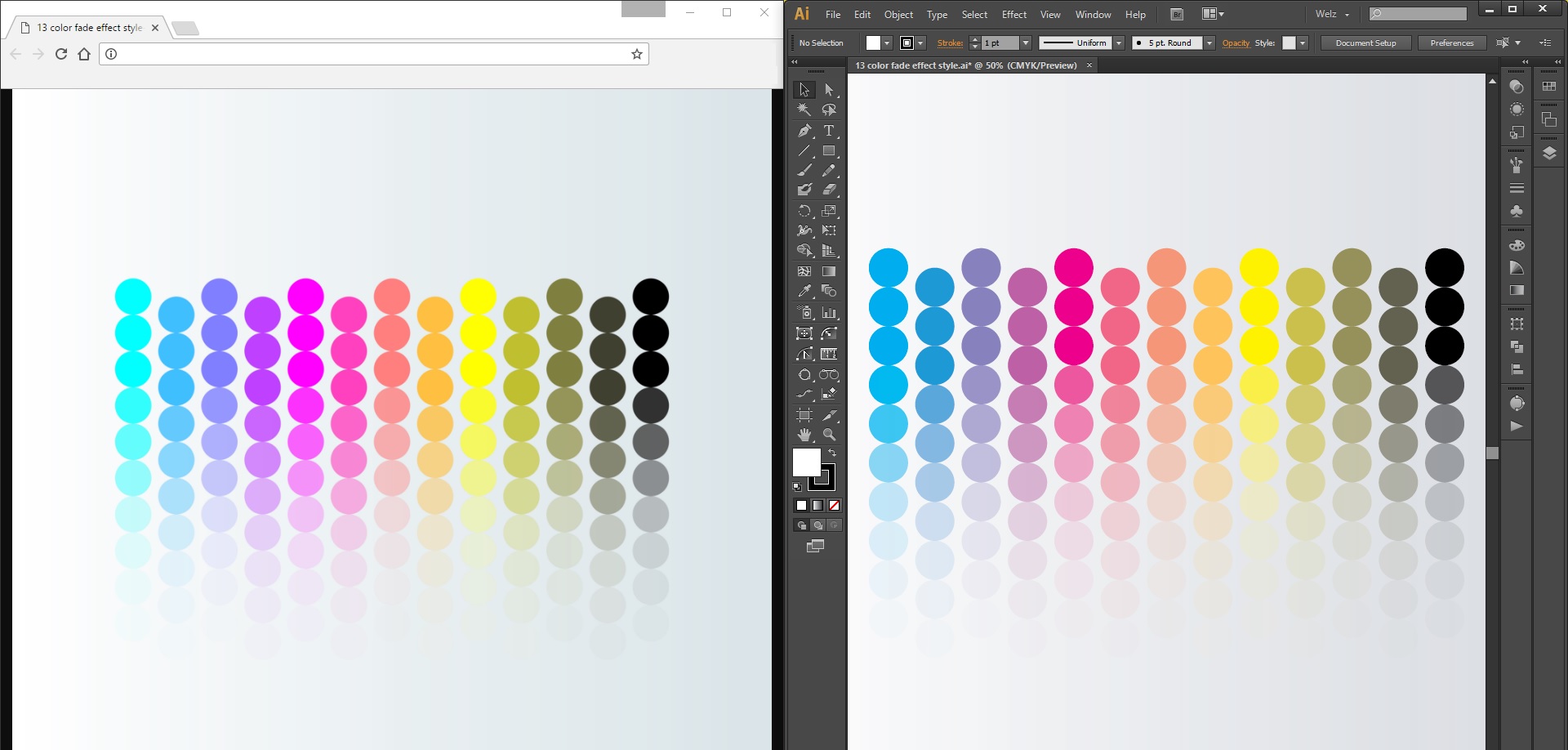 How It looks in Illustrator vs. How it looks when Exported (viewed in Chrome)