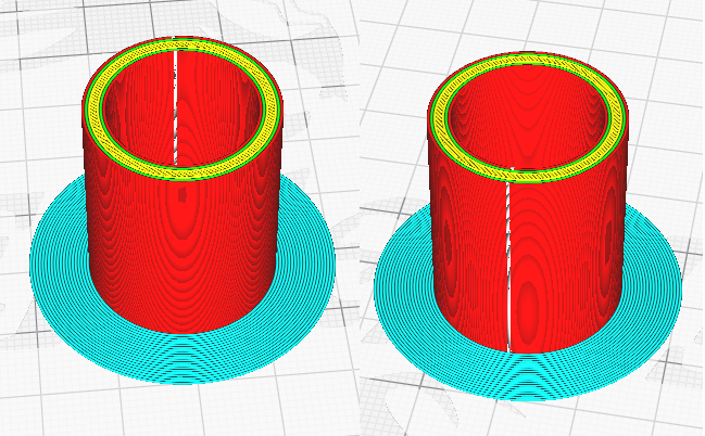 Screenshot of Cura's Preview for a model with the seam shown in white