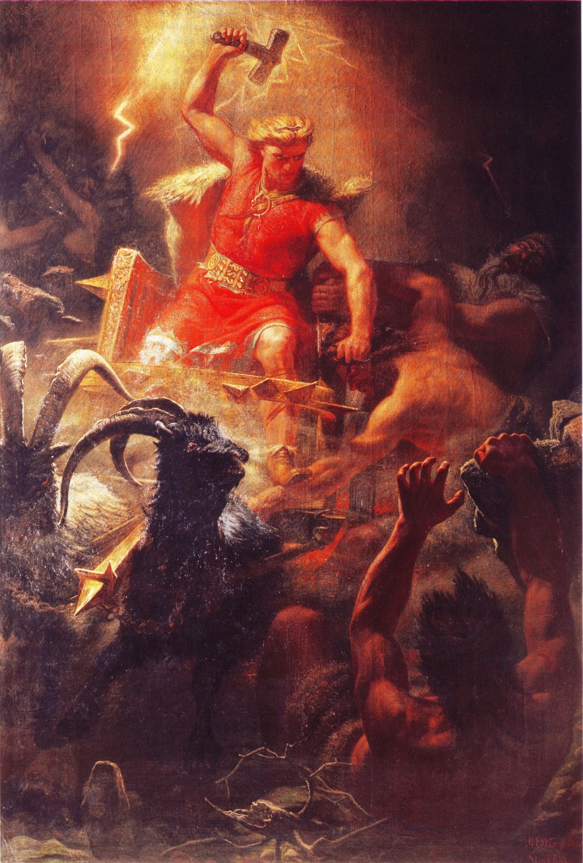 Thor fighting the giants