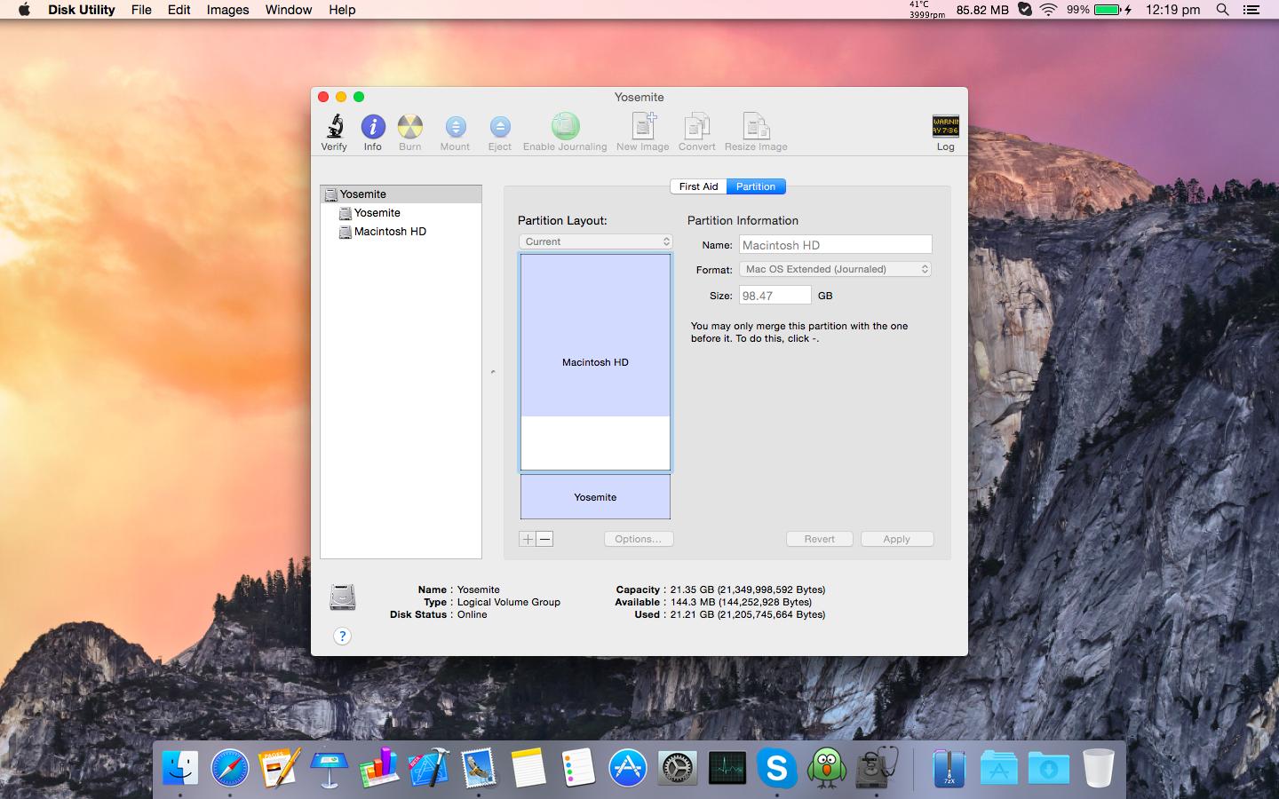 Screenshot of Disk Utility