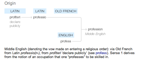 Goole Etymology of profession