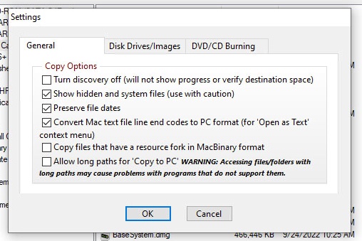 TransMac General Settings