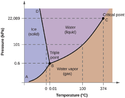 Phase diagram for water