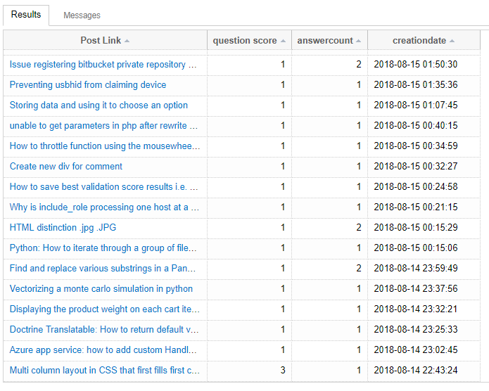 query result