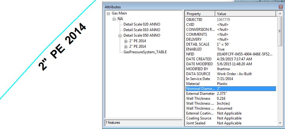 Editing the nominal diameter field