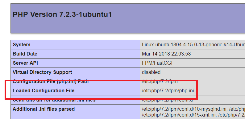 exemplo de caminho do php.ini no php7.2 em sistemas ubuntu