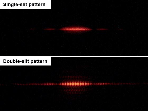 Single slit and double slit diffraction patterns