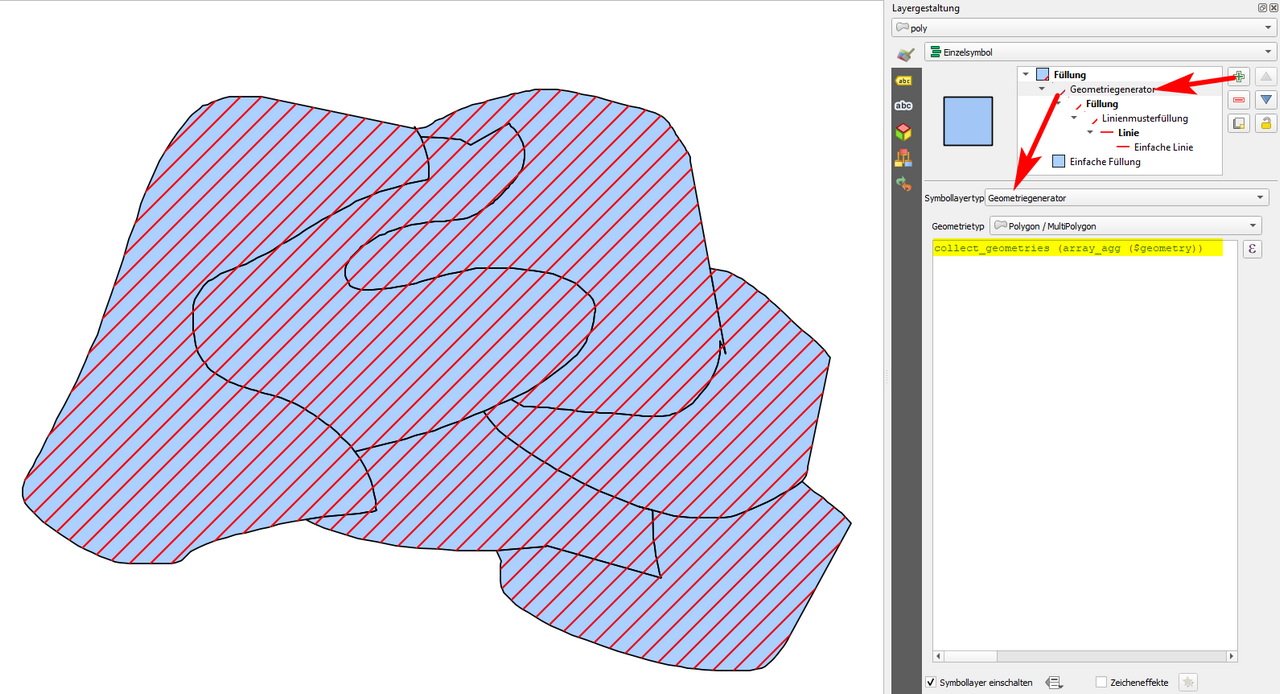 polygon - Using multiple line fill patterns with common base point in ...