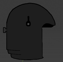 Reference image of the original model. Notice the bevel on the back of the helmet, which only affects the x axis of the helmet, and fades in closer to the rim of the helmet farther from the very back