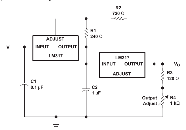 LM317 Tracking Preregulator Circuit