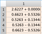 values using MATLAB FFT, positive conjugates first