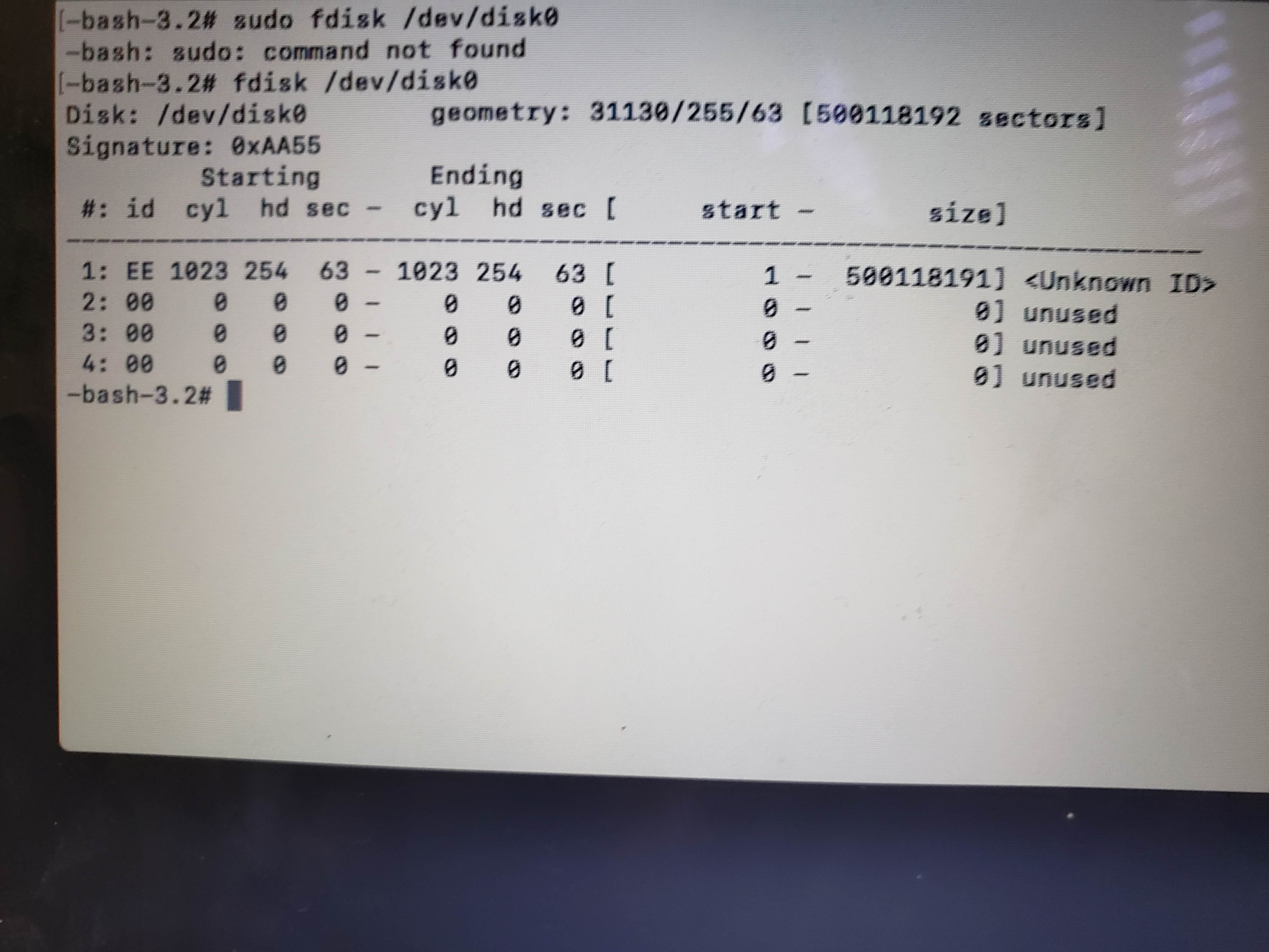 fdisk /dev/dsk0 output