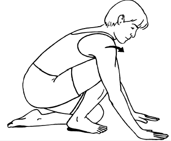 Body weight is used to push ankle of the right leg (in this image) towards the floor whilst keeping the knee forward of the toe.