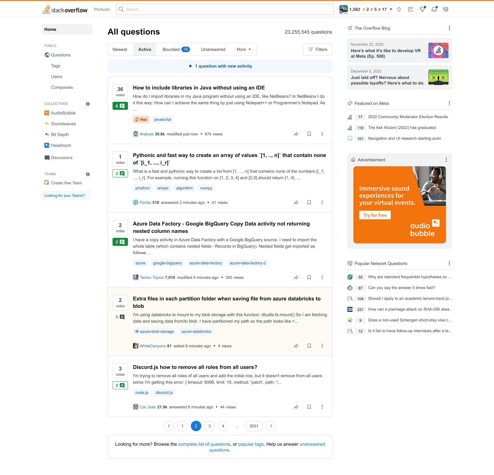 Composition of Stack Overflow in new UI style