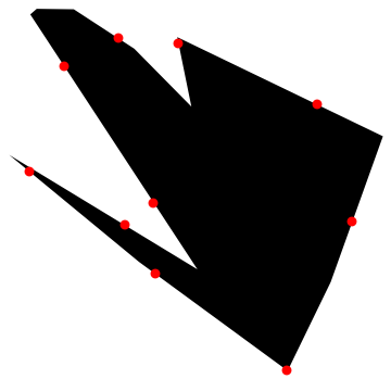 Polygon with boundary split up into 10 equal parts.